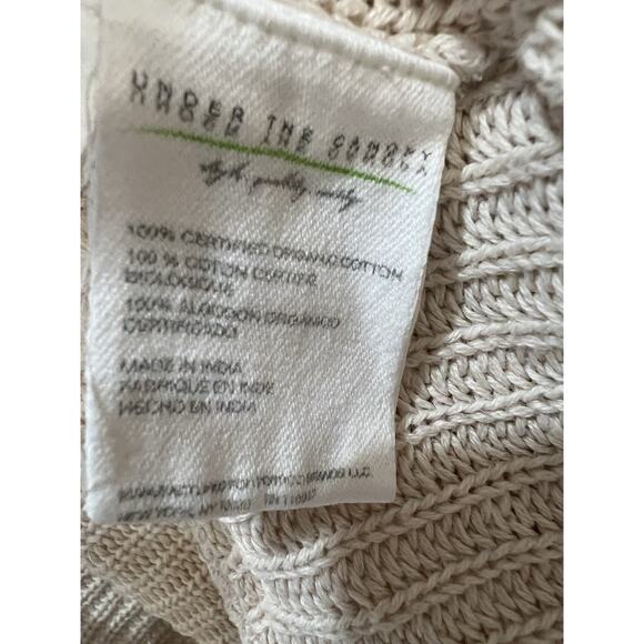 Under The Canopy Throw 60 x 72” 100% Organic Cotton Knit Stitch Blanket Cream - Picture 6 of 10